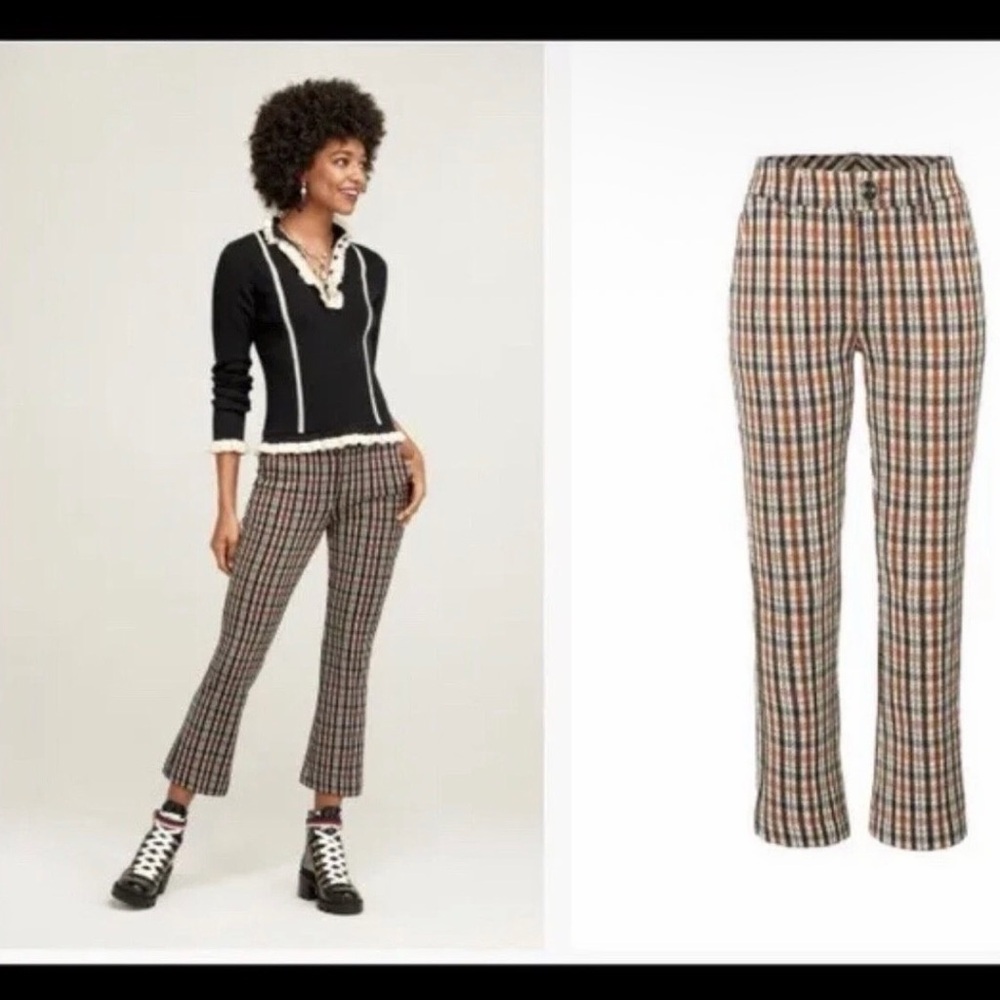 Cabi Plaid Stretch Trousers cropped size 4